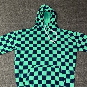 Blue and Green Checkered Hoodie
